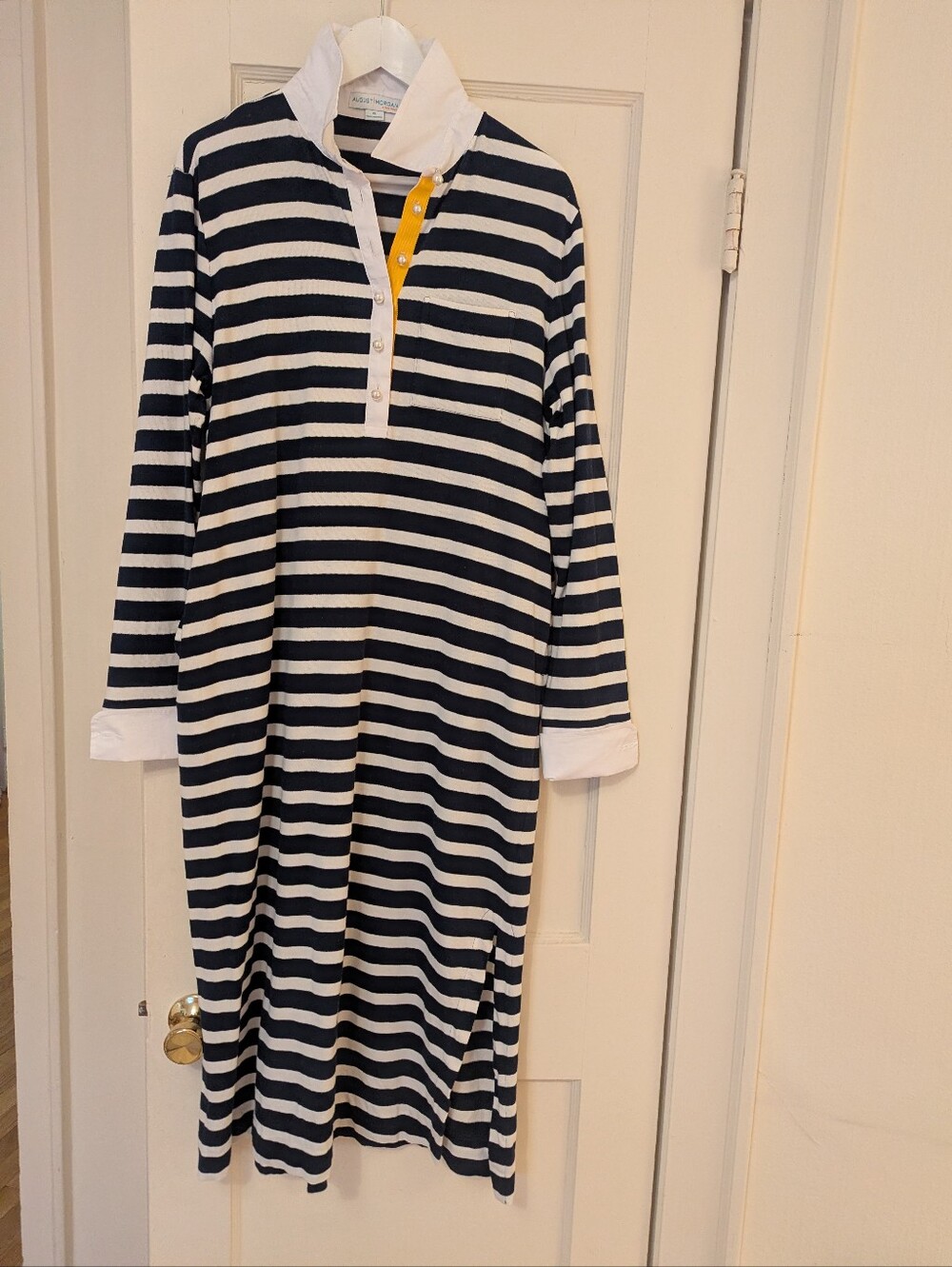 August Morgan Long Rugby Dress Size XL Navy & White stripe